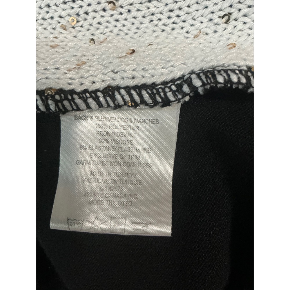 Tricotto Womens Large Black Red Hat‎ Sequin Graphic Long Sleeve Knit Top Turkey - Picture 9 of 11